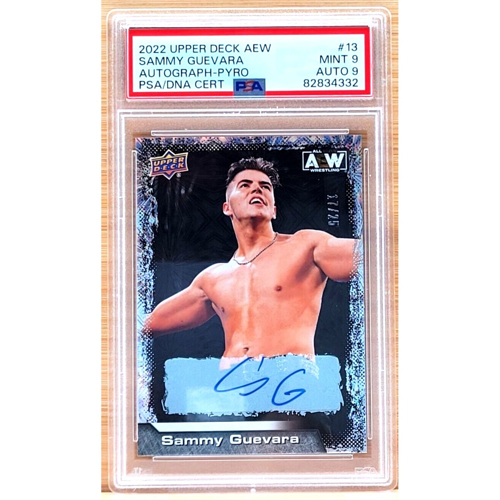 2022 UPPER DECK AEW SAMMY GUEVARA PYRO AUTO #D/25 PSA 9